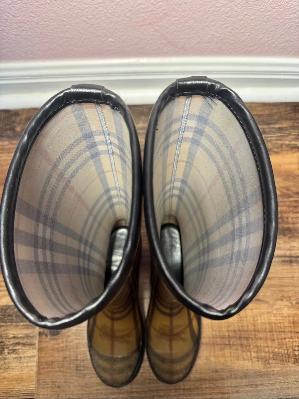 Burberry Tan Plaid Rain Boots